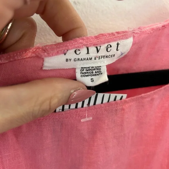 Velvet by Graham & Spencer pink linen dress S